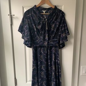 Max Studio Navy, Purple Floral Dress Size Medium